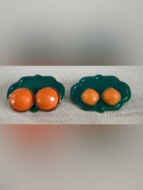 Two Pair Vintage Orange Earrings